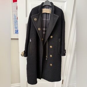 Burberry Black Bouclé Double-Breasted Long Wool Coat - WORN ONCE